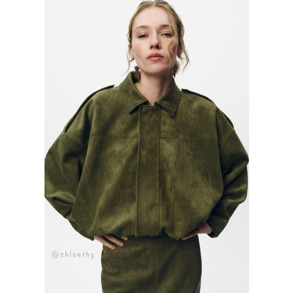 Zara Olive Green Bomber Jacket